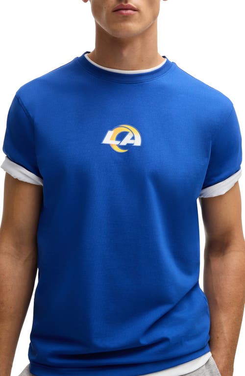 Shop Hugo Boss Boss X Nfl Stretch Cotton Graphic T-shirt In Los Angeles Rams - Blue