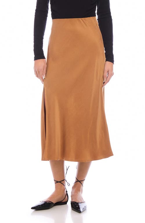 Shop Fifteen Twenty Brielle Slit Hem Midi Skirt In Camel