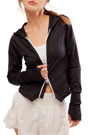 Free People Fp Movement Playin' For Keeps Track Jacket In Black Combo