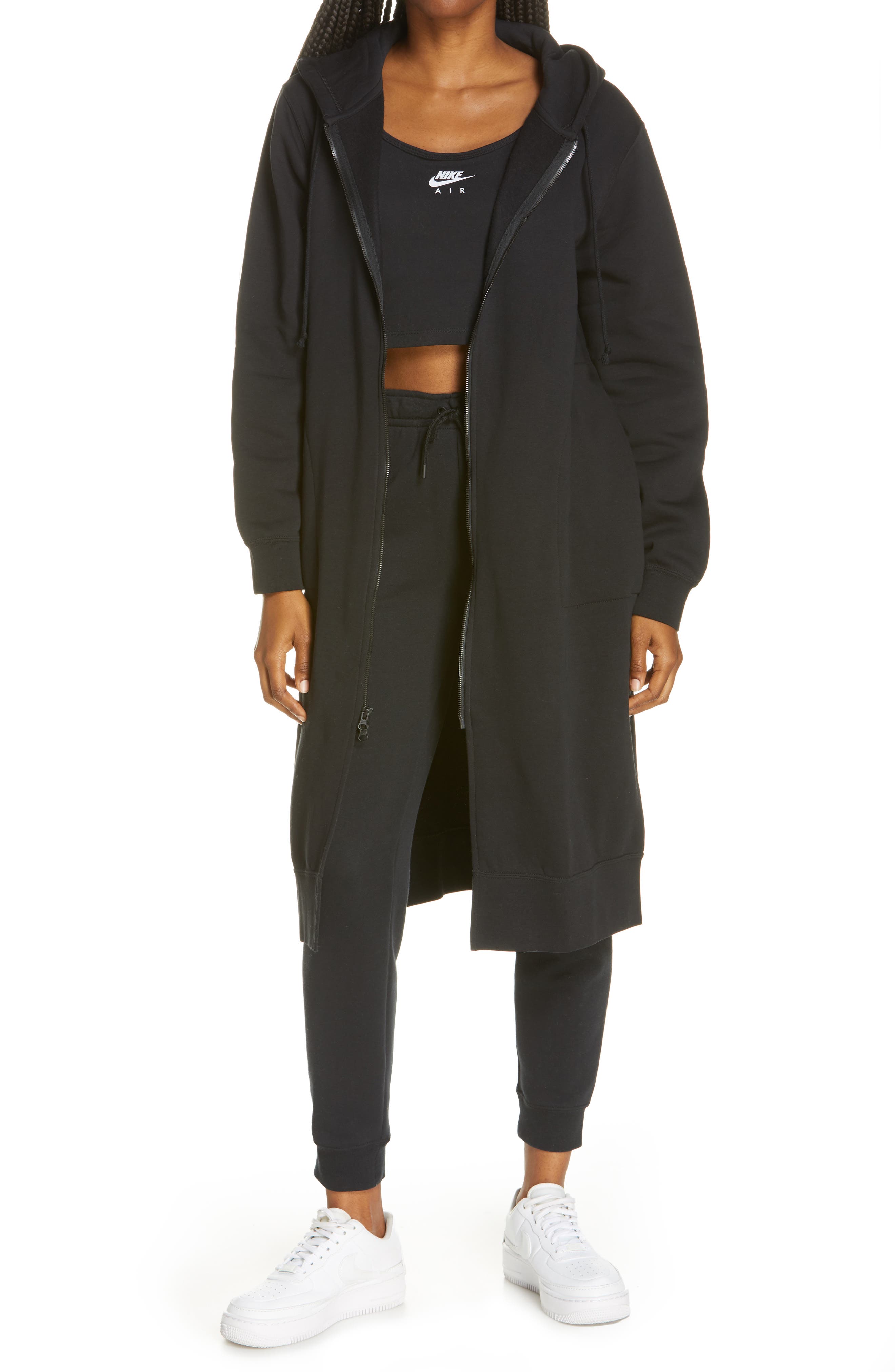 nike long zip hoodie