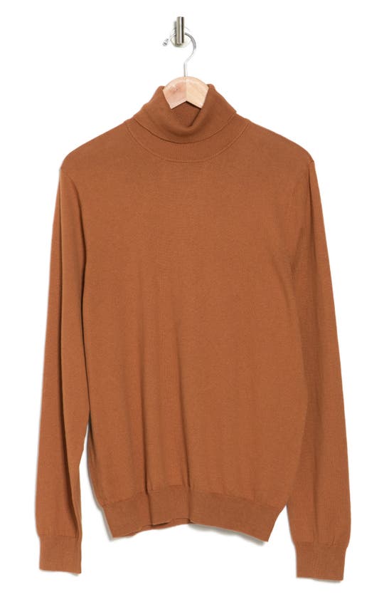 14th & Union Cotton Cashmere Blend Turtleneck In Rust Argan Oil