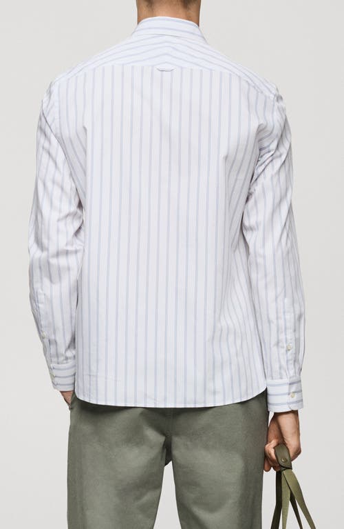 Shop Mango Regular Fit Stripe Button-up Shirt In Sky Blue