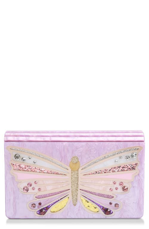 Shop Kurt Geiger London Embellished Butterfly Clutch In Light/pastel Purple