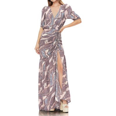 Afrm Nile Ruched Maxi Dress, Purple