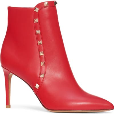 Valentino Garavani Rockstud Pointy Toe Bootie, Red