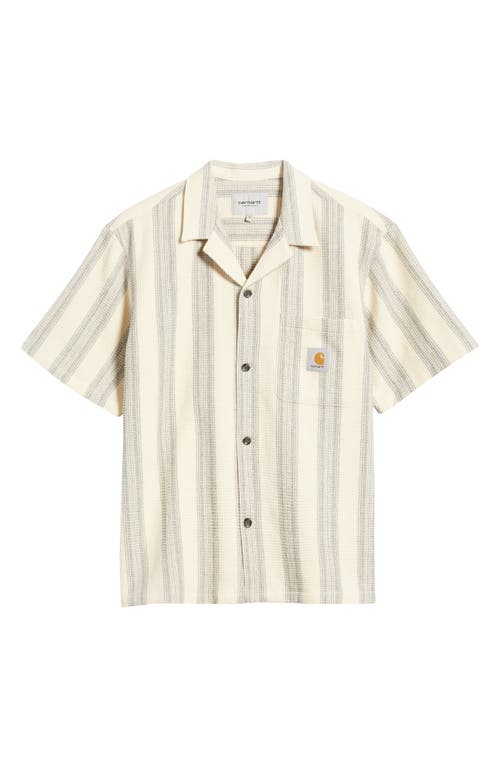 Shop Carhartt Work In Progress Dodson Stripe Short Sleeve Cotton Button-up Shirt In Dodson Stripe Natural