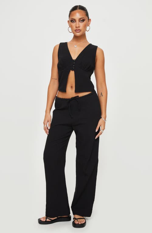 Shop Princess Polly Zanzibar Wide Leg Organic Cotton Pants In Black