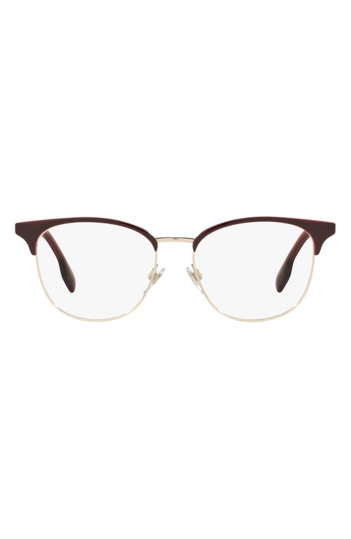 burberry Sophia 52mm Square Optical Glasses in Light Gold/Burgundy at Nordstrom