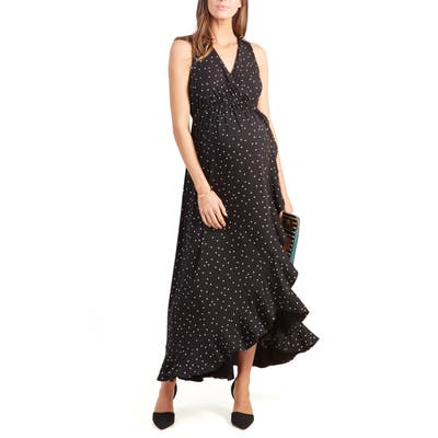 Ingrid & Isabel Active Racerback Ruffle Maternity Maxi Dress, Black