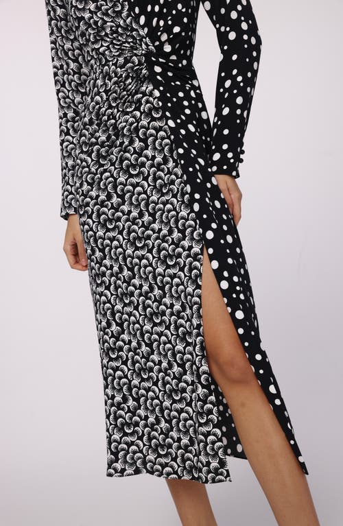 Shop Dvf Zania Mix Print Long Sleeve Midi Dress In Spot Light/moon Landing Sm