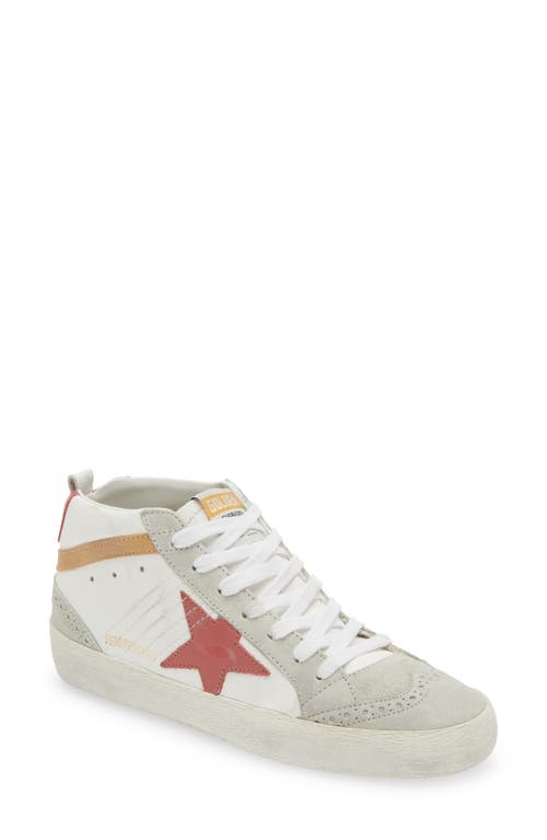 Golden Goose Mid Star Sneaker In White/taupe/burgundy