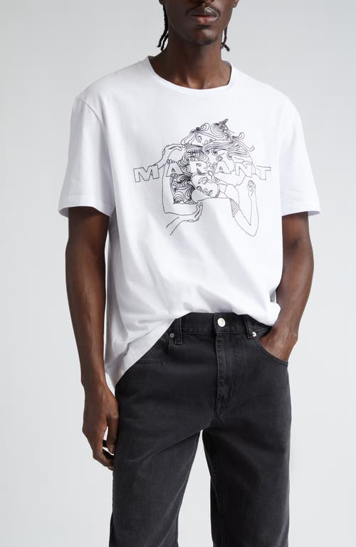 Isabel Marant Honore Embroidered Cotton T-Shirt in White at Nordstrom, Size Small