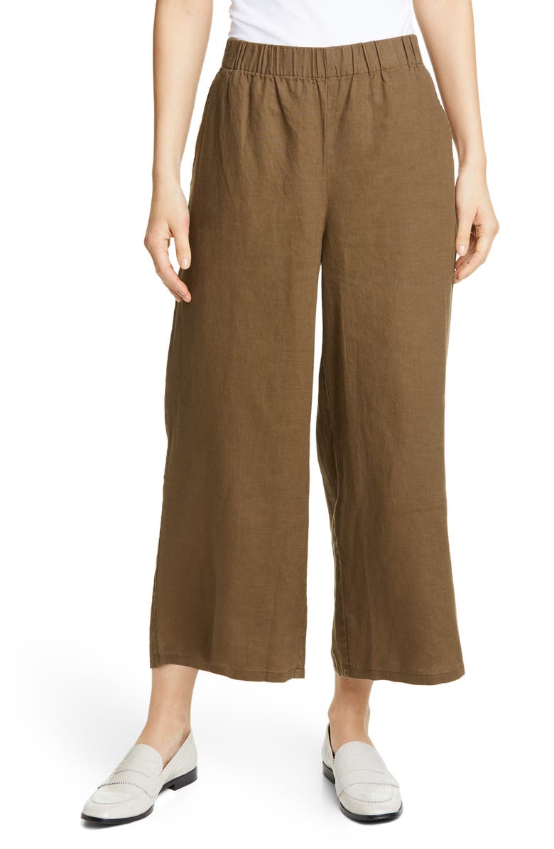 Eileen Fisher Wide Leg Crop Organic Linen Pants | Nordstrom