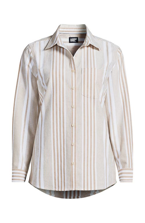 Shop Lands' End Oxford Shirt In Harvest Bronze Founders Stripe