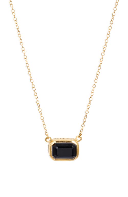 Small Rectangular Onyx Pendant Necklace in Gold/Black Onyx