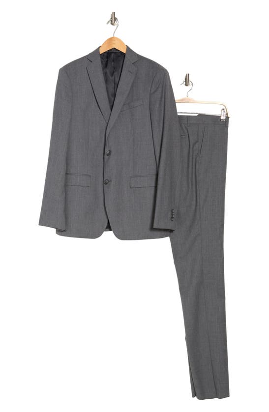 John Varvatos Grey Solid Two-button Notch Lapel Wool Blend Suit