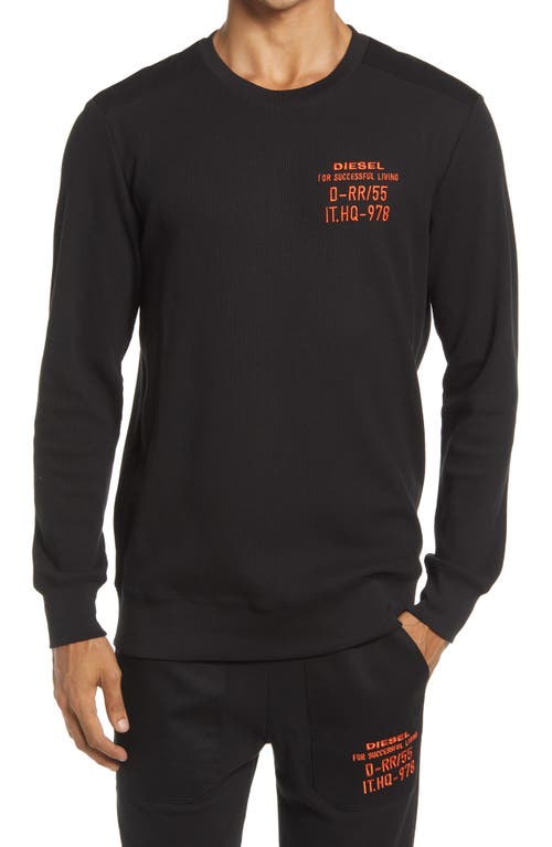 DIESEL UMLT-Willy-W Embroidered Long Sleeve Thermal Knit T-Shirt in Black at Nordstrom, Size Large