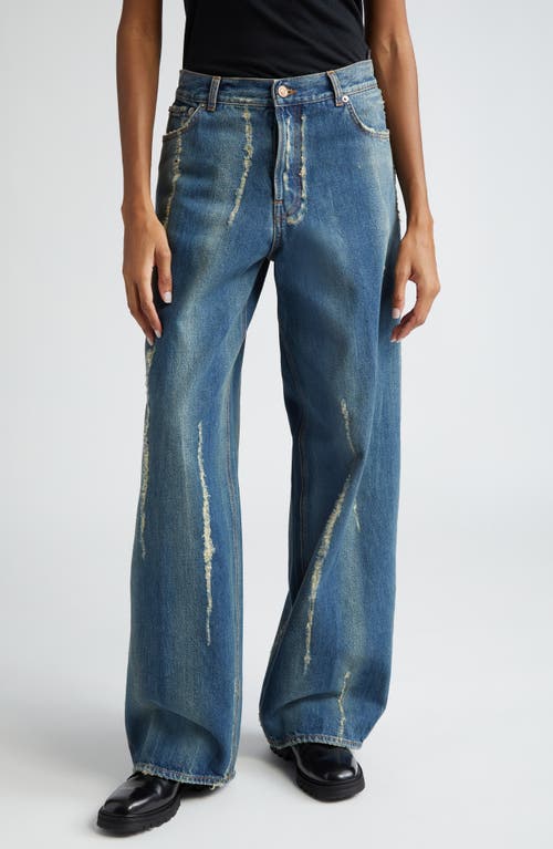Haikure Bethany Distressed Wide Leg Jeans Wire Blue at Nordstrom,