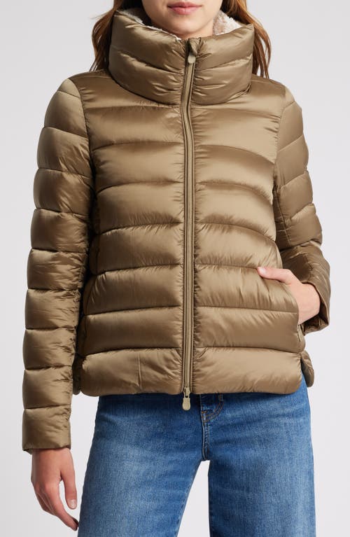 Save The Duck Elly Water Resistant Puffer Jacket In Husk Green