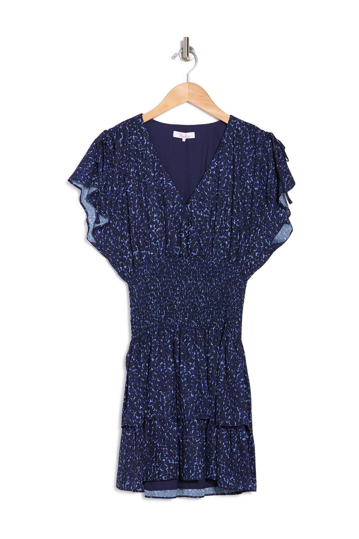 Parker Flutter Sleeve Smocked Waist Dress In Cobalt Blu