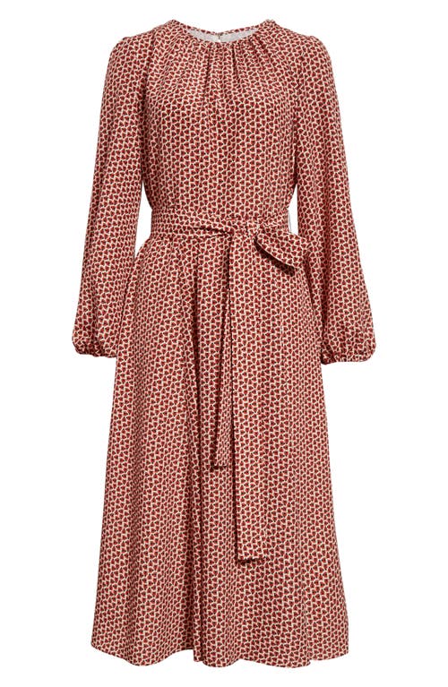 Carolina Herrera Ladybug Print Long Sleeve Belted Dress In Ecru Multi