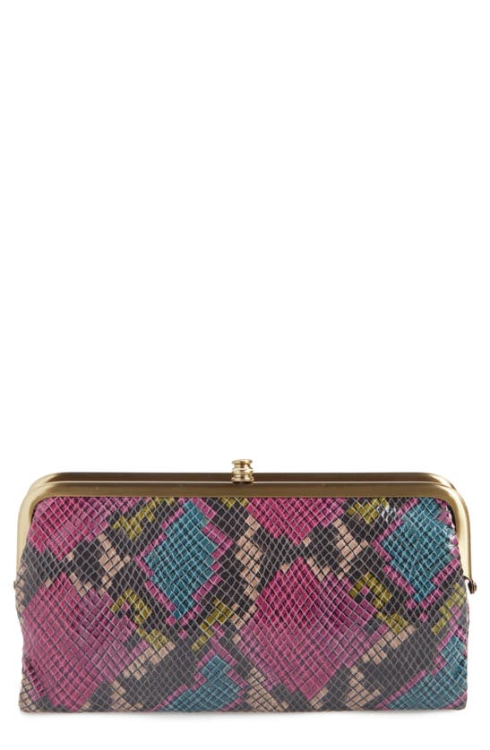 Hobo 'lauren' Leather Double Frame Clutch In Pixel Exotic