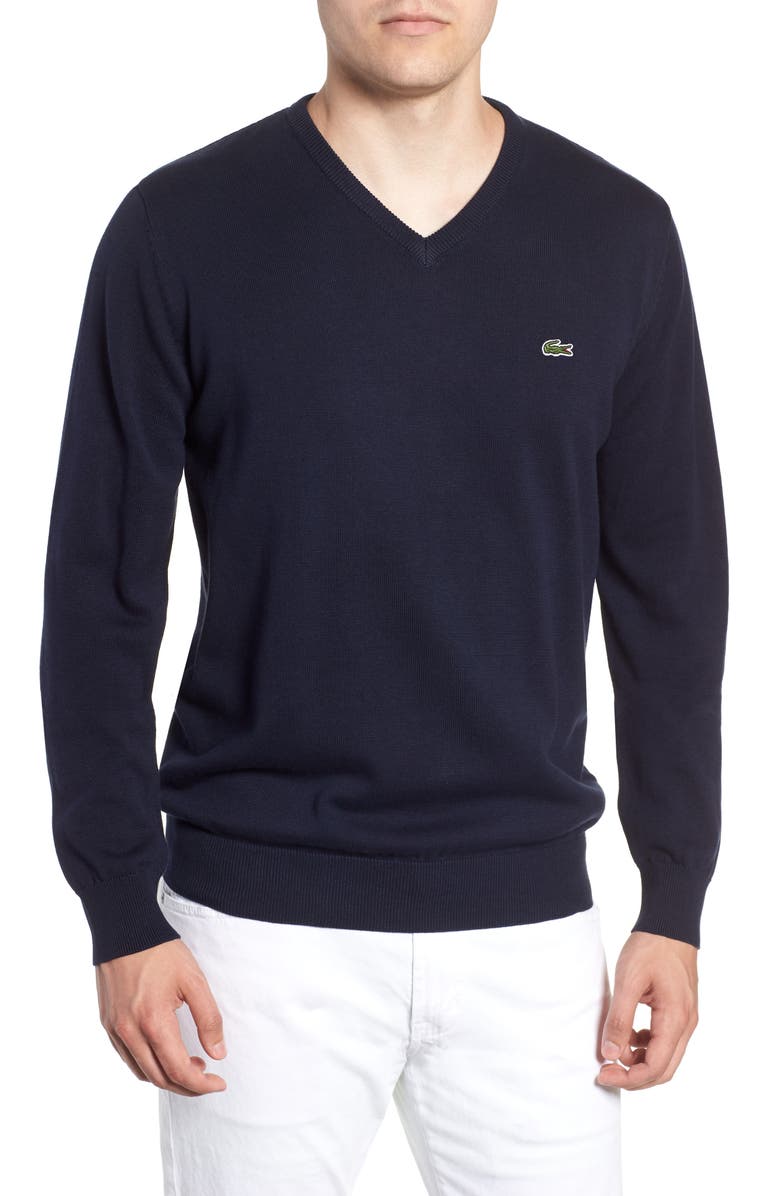Lacoste Regular Fit V-Neck Sweater | Nordstrom