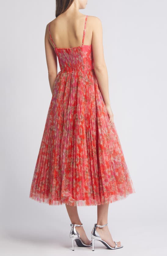 Shop Hutch Quinn Pleated Midi Cocktail Dress In Mixed Bouquet Floral