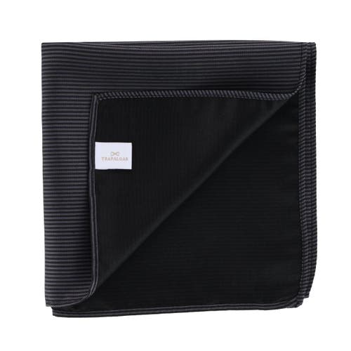 Trafalgar Leyton Diagonal Lined Tone On Tone Silk 12 X 12 Pocket Square In Graphite