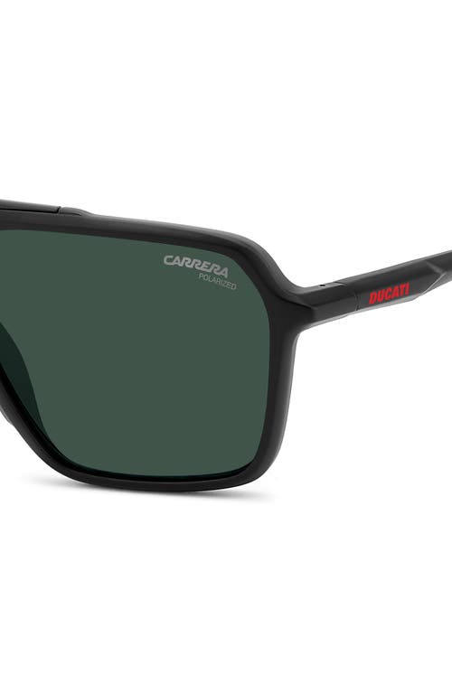 Carrera Eyewear X Ducati Carduc 55mm Rectangular Aviator Sunglasses In Matteblack/green Polar