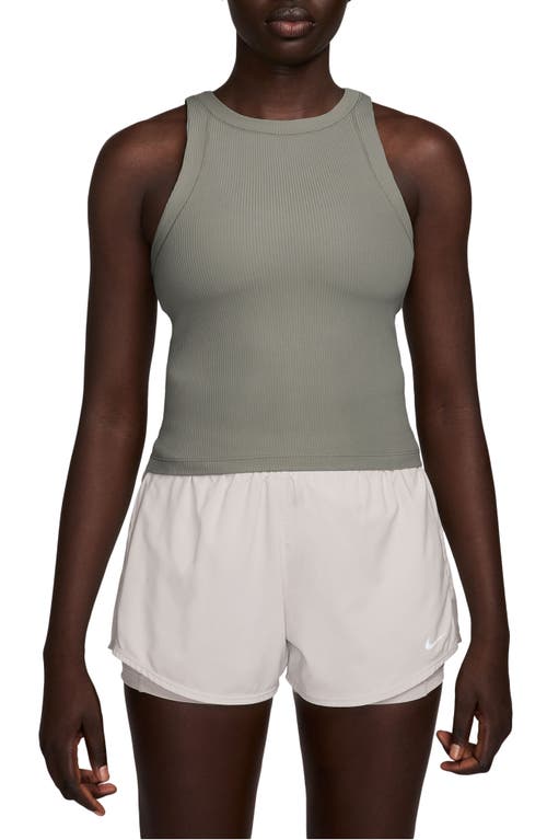 Shop Nike Zenvy Dri-fit Rib Tank In Light Army/white