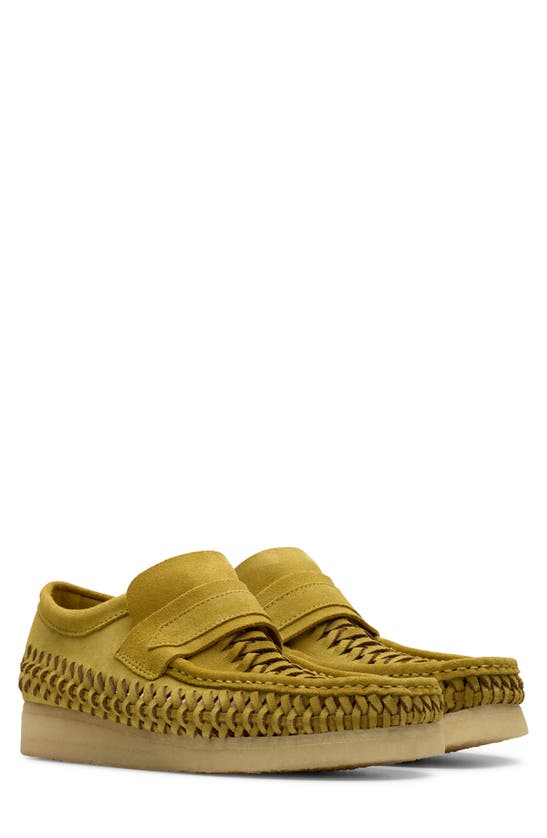 Shop Clarks Wallabee Woven Suede Loafer In Olive Suede