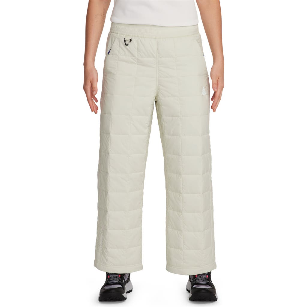 Nike Acg Therma-fit Adv Quilted Insulated Wide Leg Pants In Sea Glass/summit White
