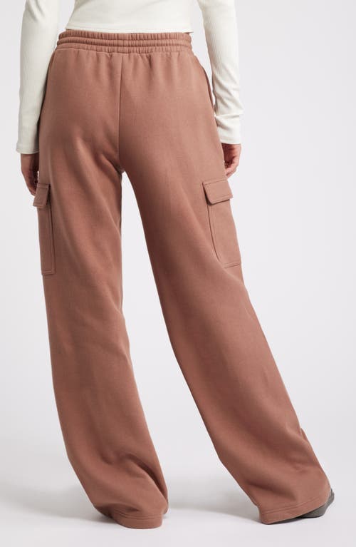 Shop Bp. Elastic Waist Wide Leg Fleece Cargo Pants In Brown Topaz