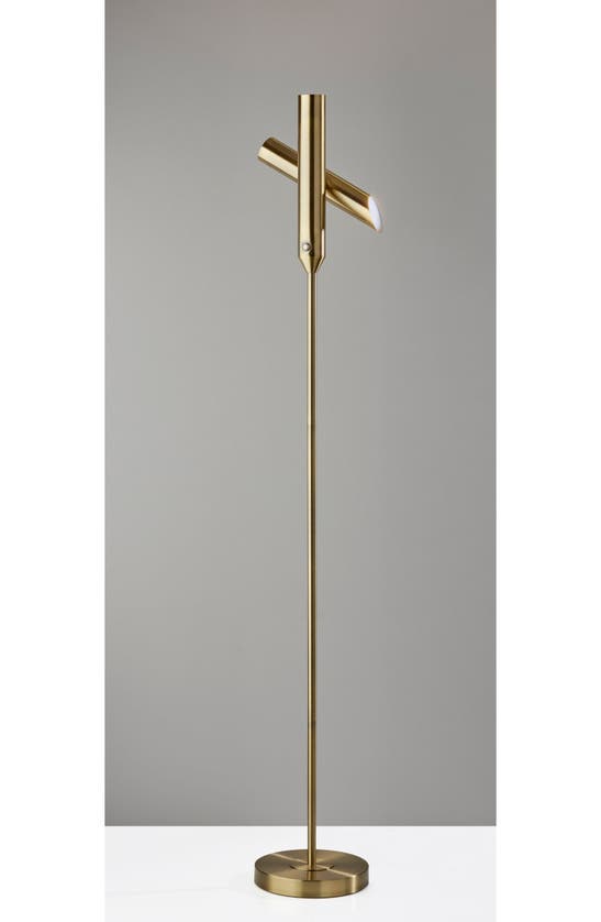 Adesso Lighting Vega Led Torchiere Floor Lamp In Antique Brass