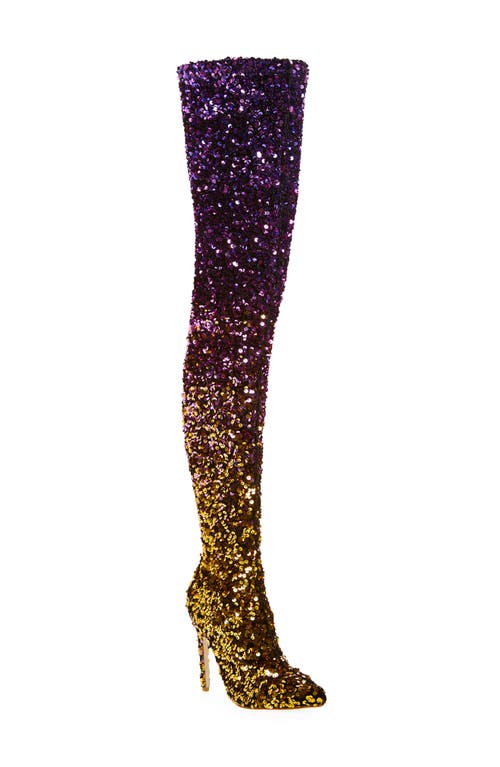 Shop Azalea Wang Elliana Sequin Over The Knee Boot In Multi