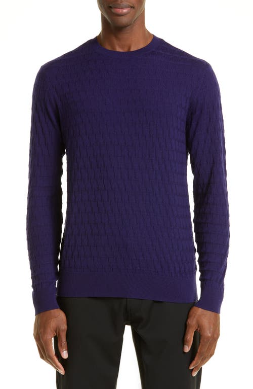 Emporio Armani Textured Virgin Wool Sweater in Violet
