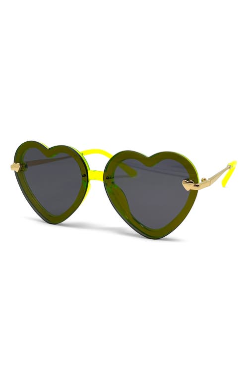 FYNN AND RILEY Kids' Heart Sunglasses in Neon Green at Nordstrom