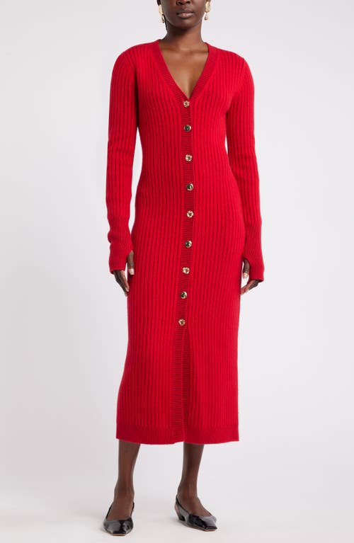 Shop Nordstrom X Harlem's Fashion Row Harbison Long Sleeve Rib Midi Sweater Dress In Red Bloom