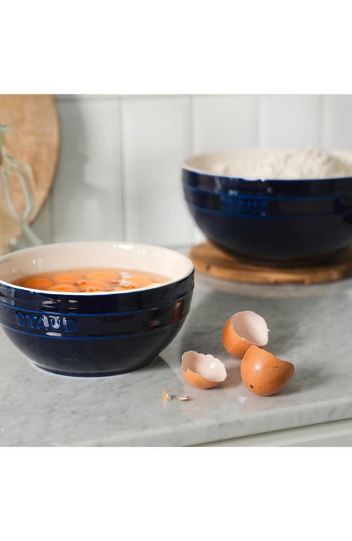 Shop Staub 2-piece Ceramic Nested Mixing Bowl Set In Dark Blue
