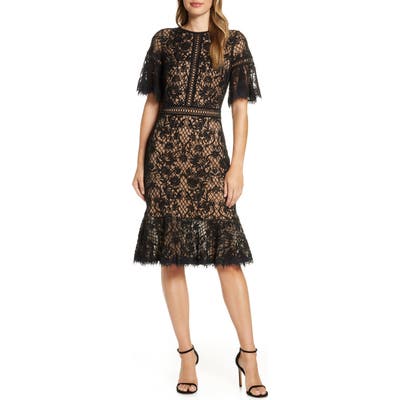 Tadashi Shoji Embroidered Mesh Dress