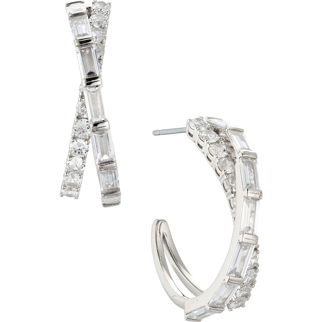 NADRI NADRI CROSSOVER CUBIC ZIRCONIA HOOP EARRINGS