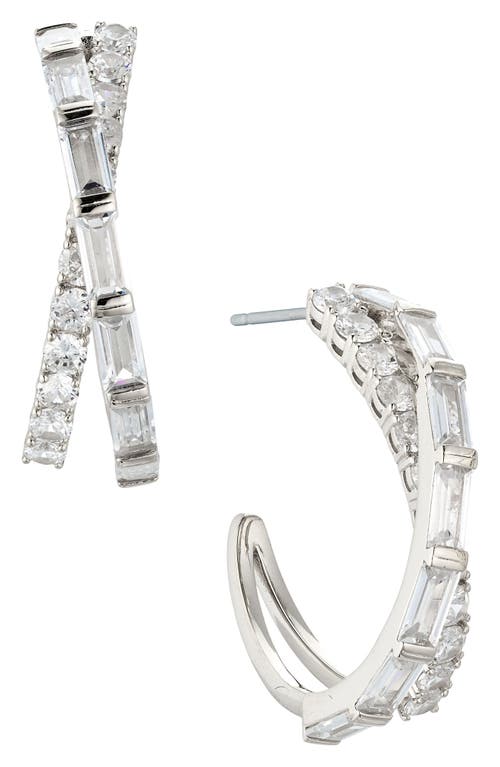 NADRI NADRI CROSSOVER CUBIC ZIRCONIA HOOP EARRINGS 