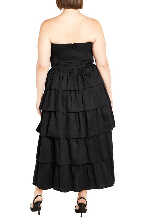 Shop City Chic Rosa Rosette Tiered Ruffle Midi Dress In Black