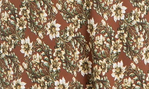 Max Studio Bias Satin Skirt In Chestnut/white Floral
