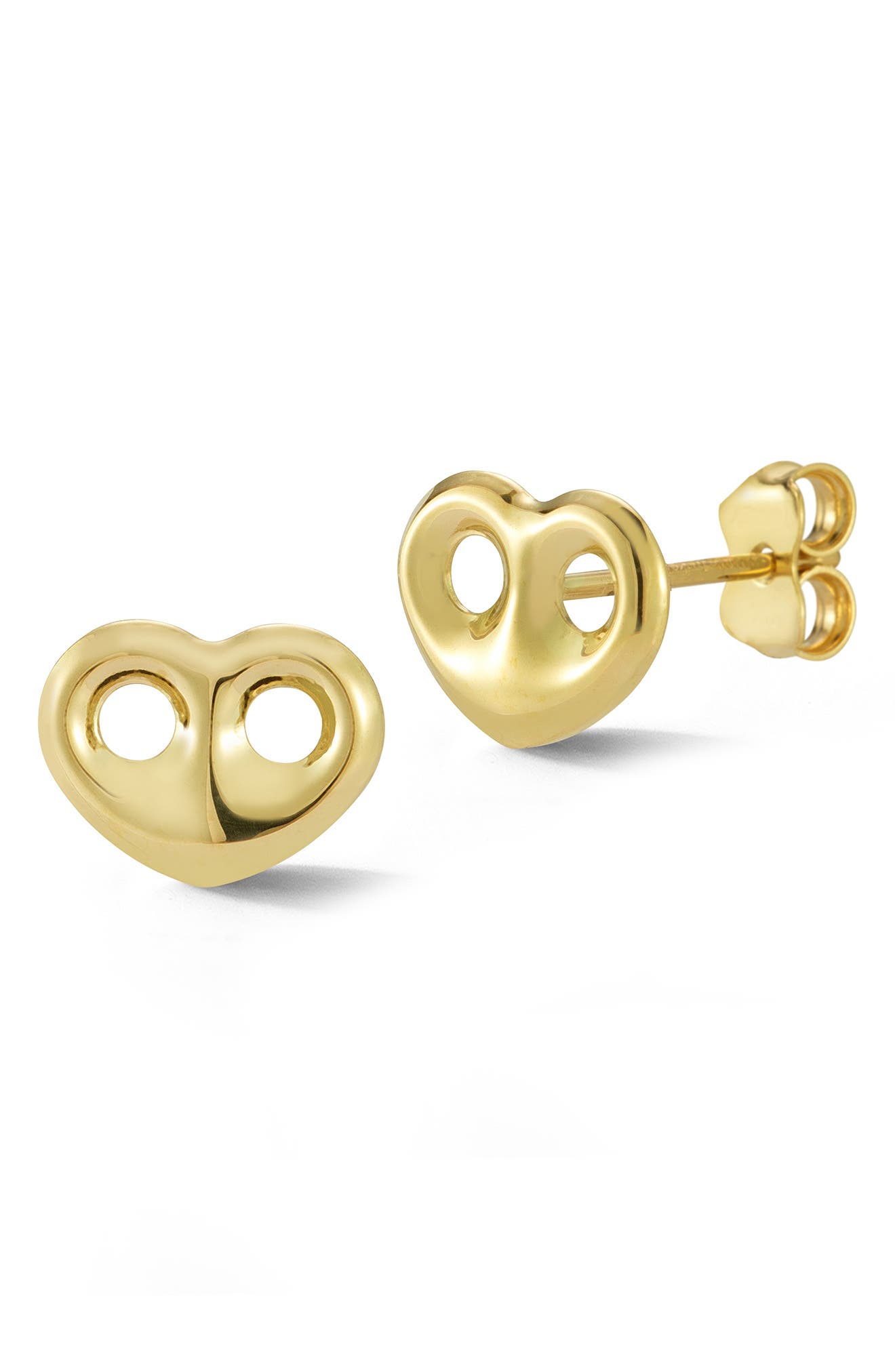 EMBER FINE JEWELRY EMBER FINE JEWELRY 14K YELLOW GOLD PERFORATED HEART STUD EARRINGS