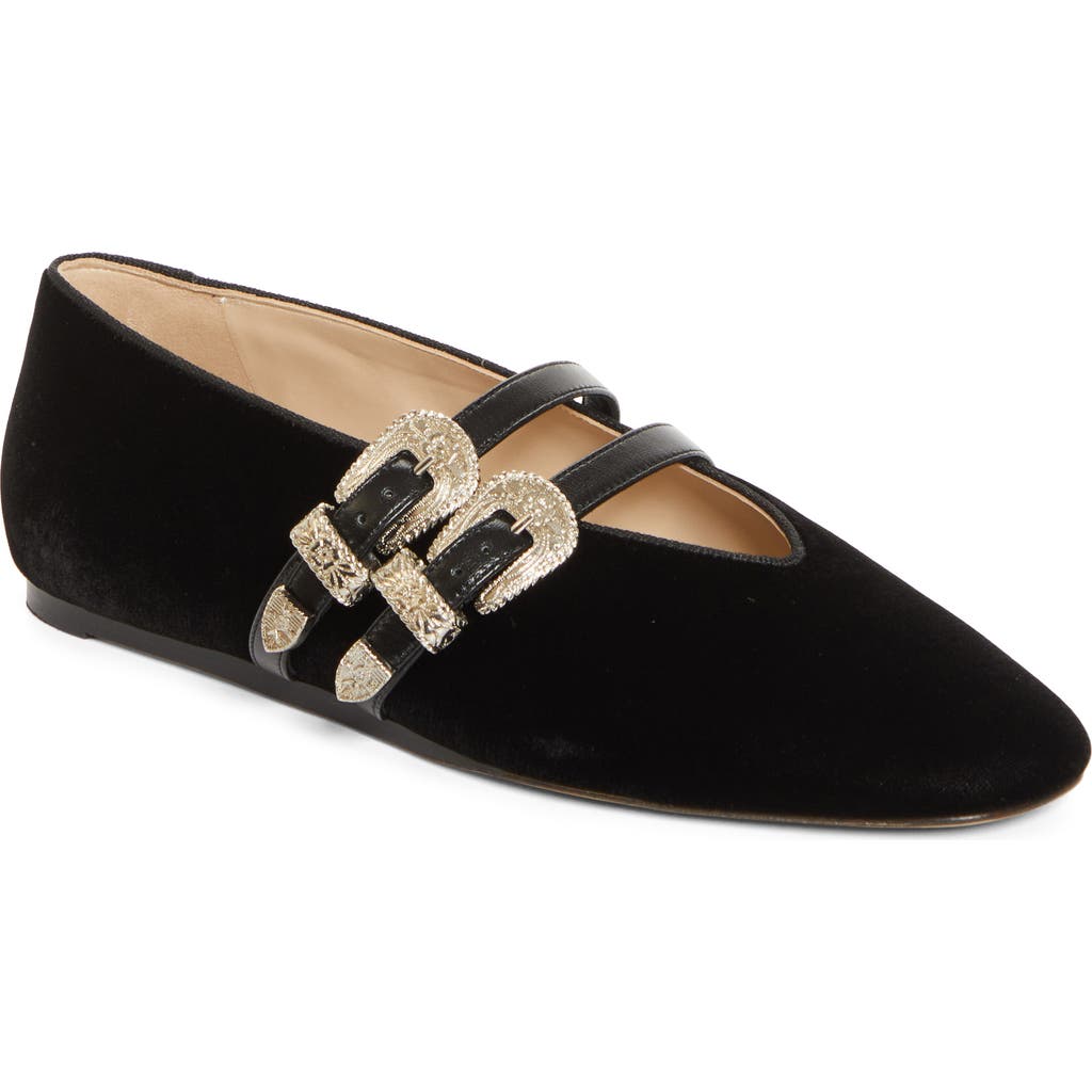 Shop Le Monde Beryl Claudia Western Buckle Ballet Flat In Black
