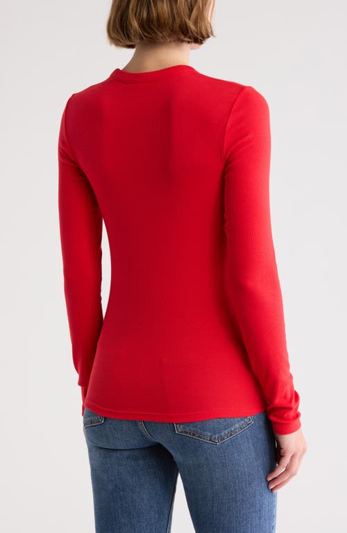 Shop Nordstrom Everyday Stretch Pima Cotton Ribbed T-shirt In Red Chinoise