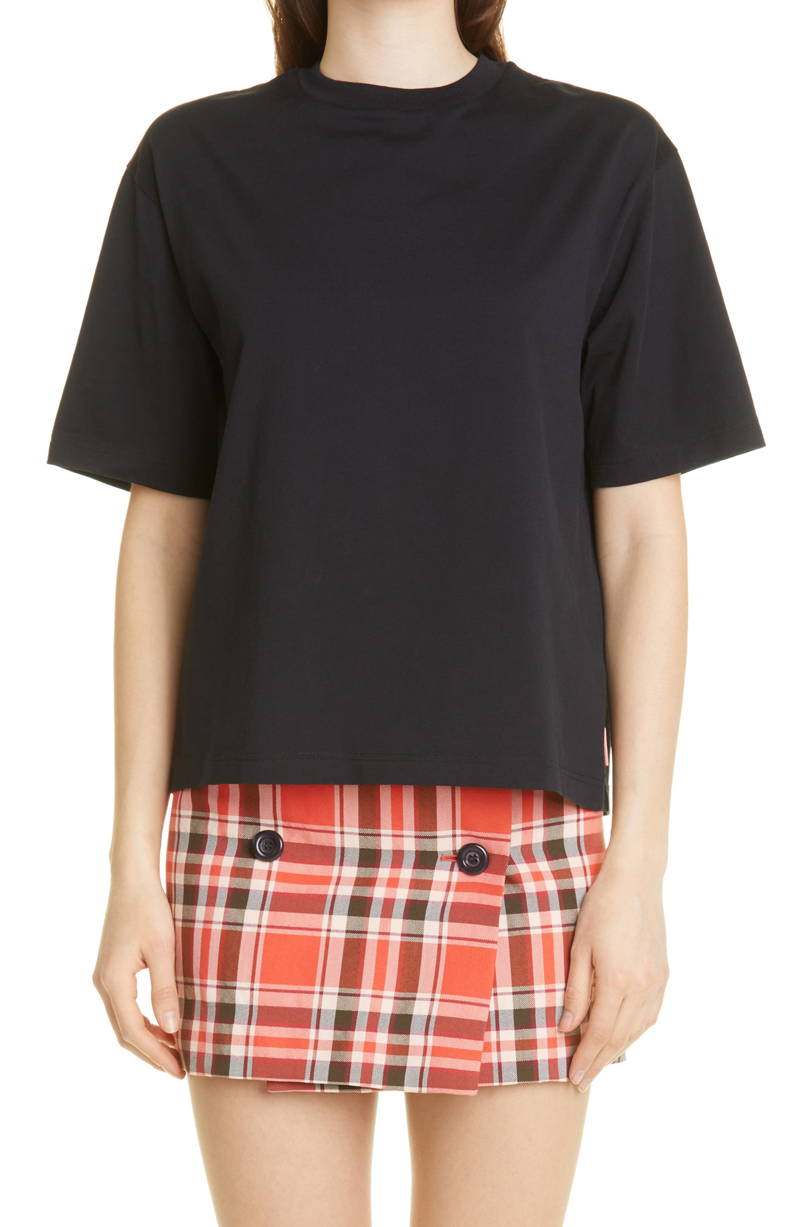 Acne Studios Women's Edie Pink Label Boxy Organic Cotton T-Shirt in Black at Nordstrom, Size Small