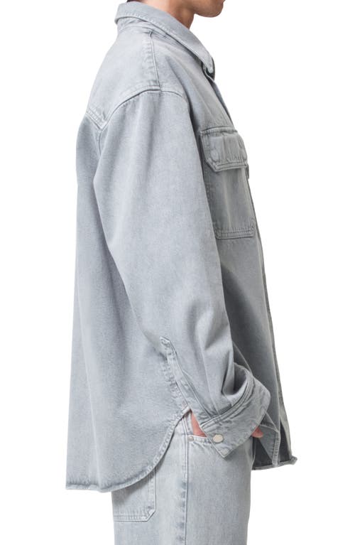 Shop Agolde Organic Cotton Denim Snap Front Shirt Jacket In Concrete